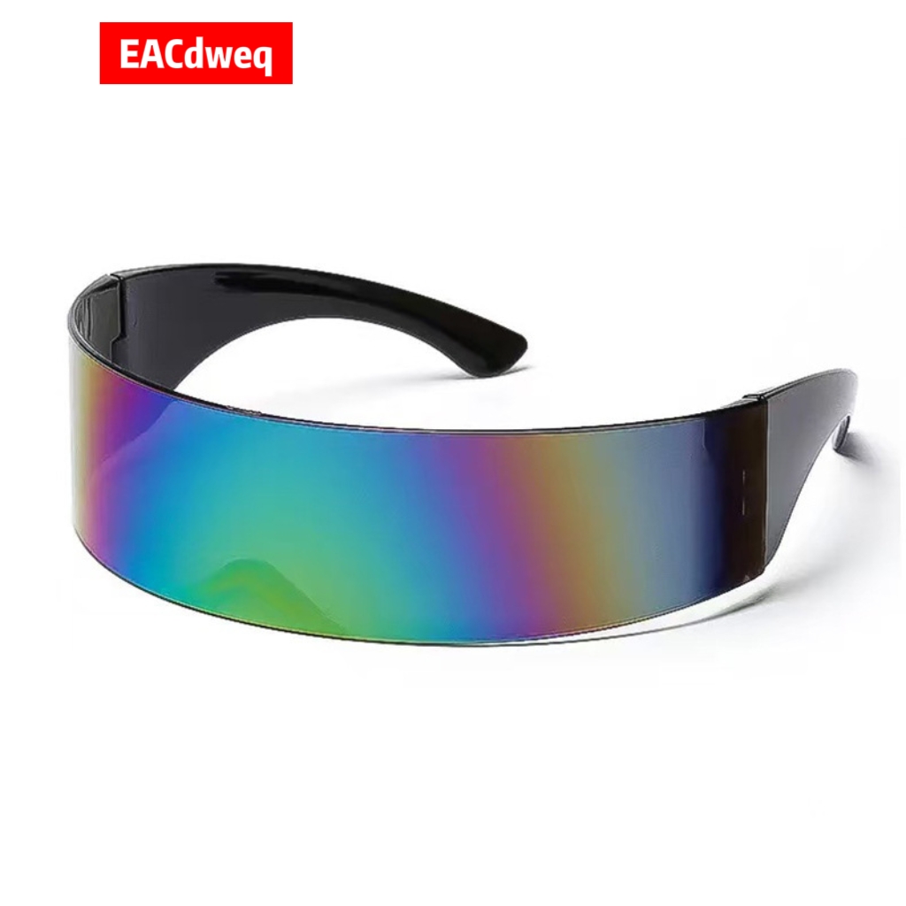 Men Fashion Rave - Okulary przeciwsłoneczne Y2K Futurystyczne Wąskie Cyklopowe