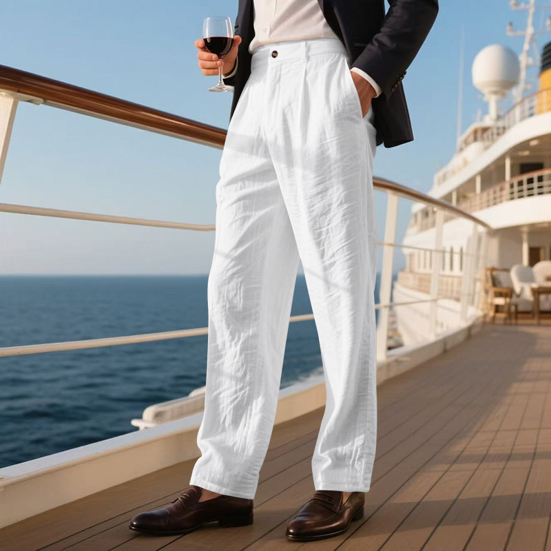 Chino Pants Men - Męskie spodnie eleganckie z wysokim stanem,