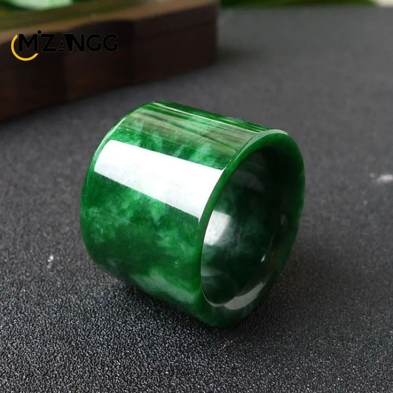 Men Fashion Rave - Naturalny Myanmar jadeitowy pierścionek chiński Carving