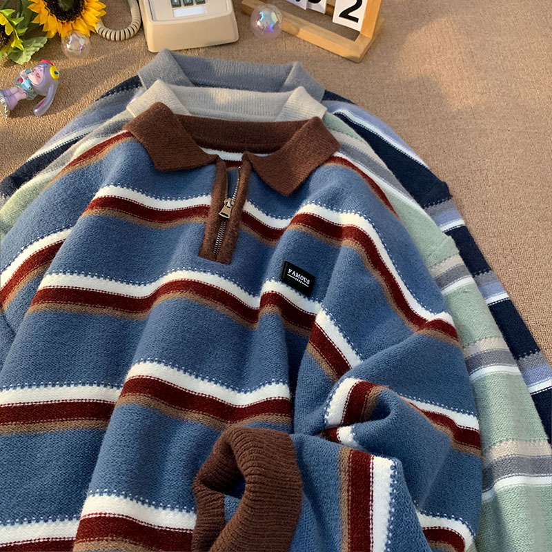 Turtleneck Sweater Men - Japonia męska Y2K dzianina ciepła Polo