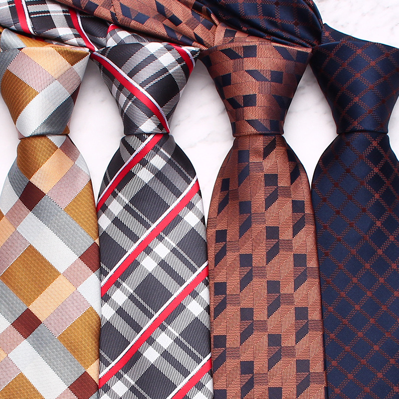 Mens Fashion Dress Shirts - 8cm Szerokość Męskie jedwabne krawaty Brązowy