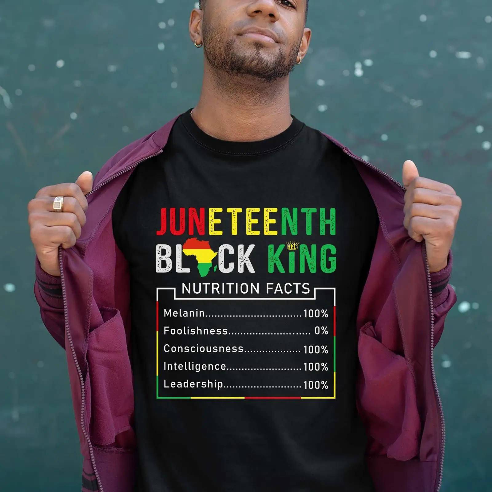Men'S Fashion History - Koszulka Juneteenth Black King z informacjami
