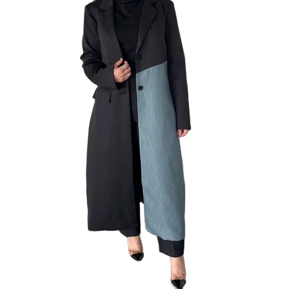 Men'S Fashion X - Szykowna, patchworkowa, długa damska kurtka, modna,