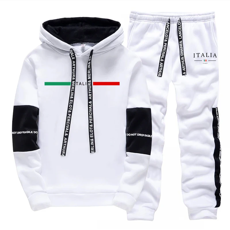 Men'S Fashion Hoodies - Męski dres sportowy z nadrukiem, bluza
