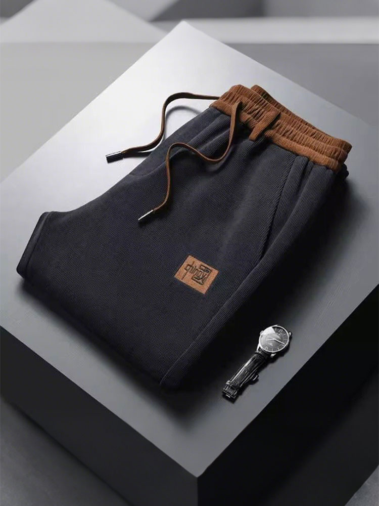 Chino Pants Men - Męskie spodnie chinos z polaru, ocieplane,