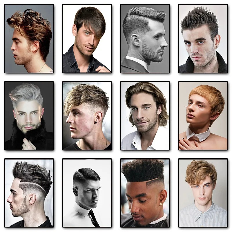 Men Fashion Hair Style - Moda Mężczyzna Fryzura Model Fryzjerstwo Plakat