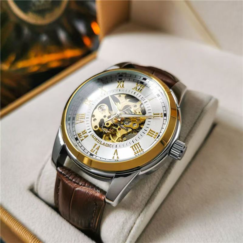 Mens Fashion Young - Elegancki męski zegarek automatyczny z mechanizmem