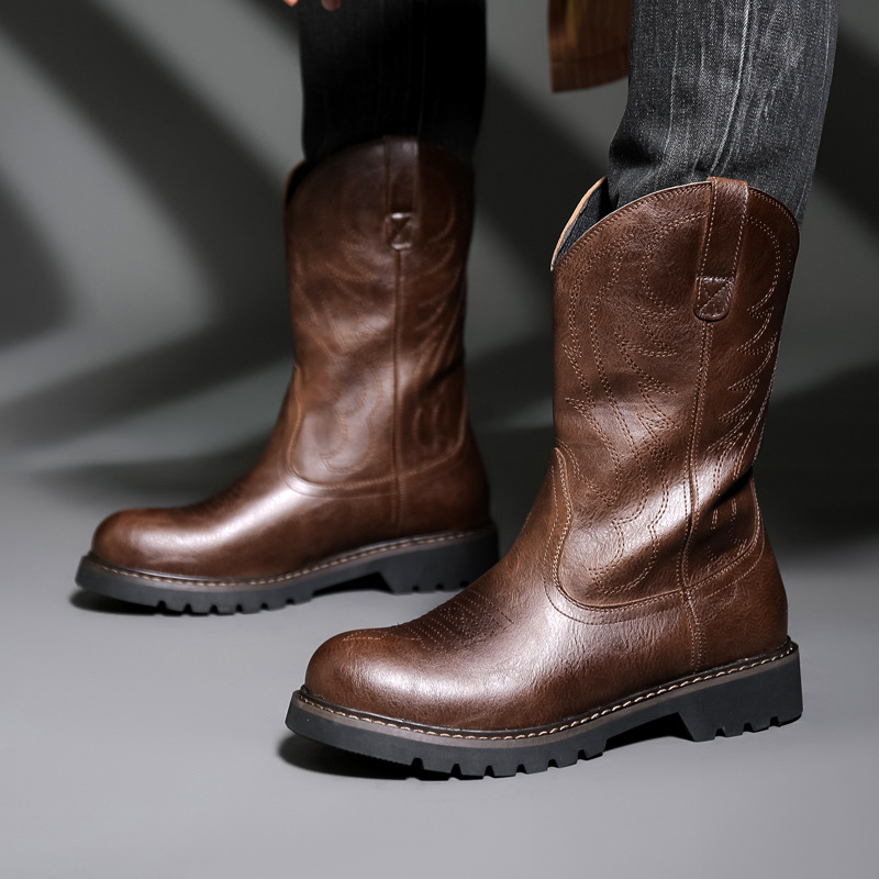 Men Fashion Vintage - Męskie buty kowbojskie Nowe haftowane buty