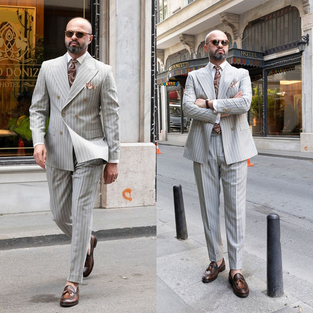 Mens Fashion Trajes - Męski garnitur 2-częściowy, marynarka w prążki,