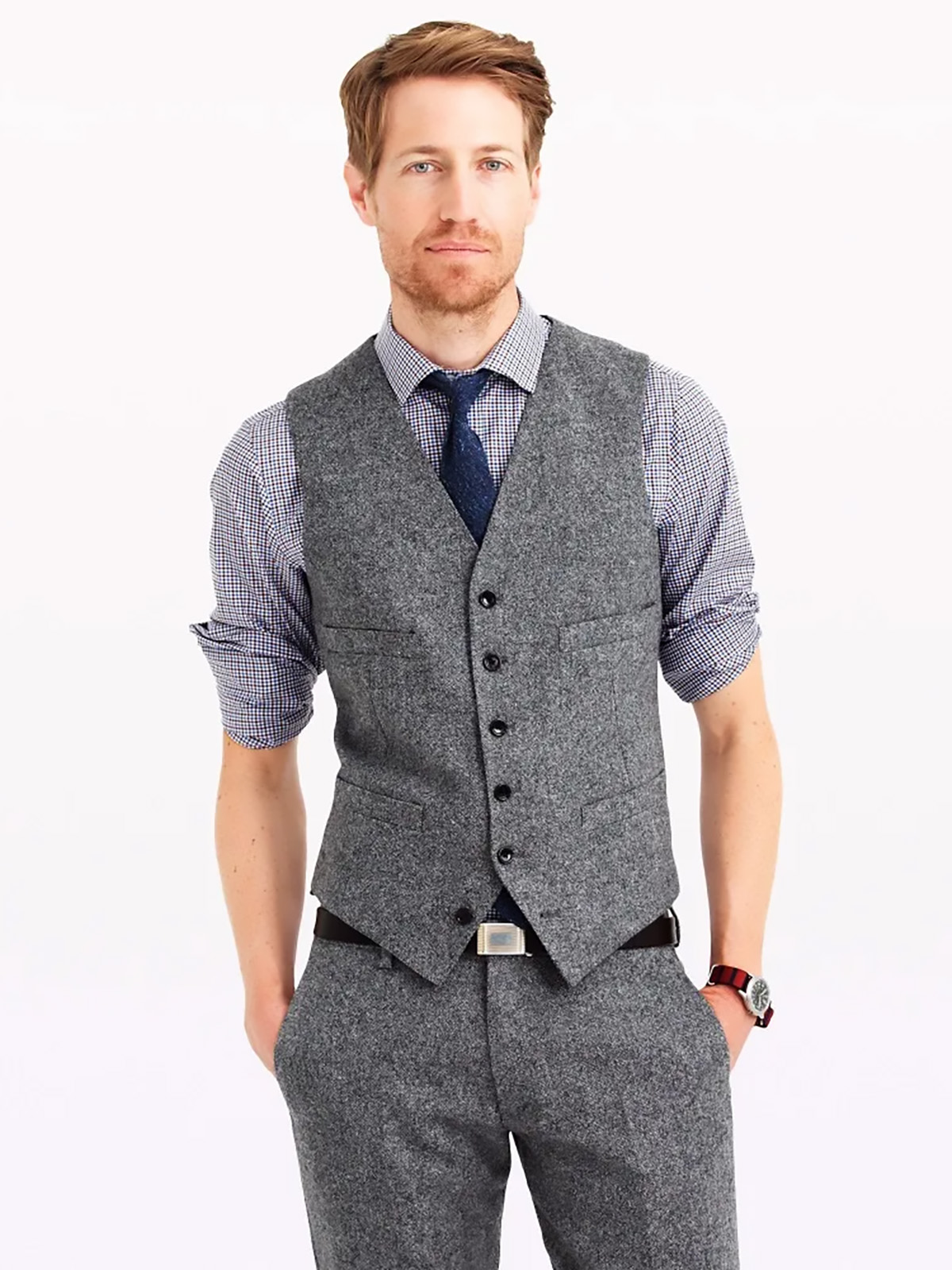 Mens Fashion Trajes - ANNIEBRITNEY Tweedowe Garnitury Męskie Slim Fit