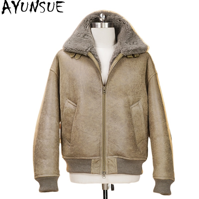 Men'S Fashion Zipper Jacket - AYUNSUE Ekskluzywny płaszcz z naturalnego futra