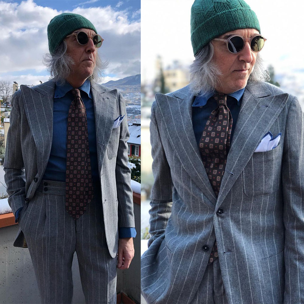 Mens Fashion Trajes - Męski garnitur w paski, 2-częściowy, jednorzędowy,