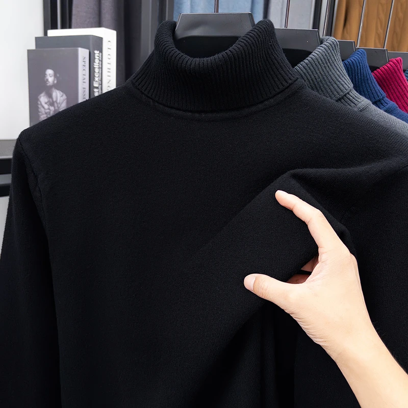 Turtleneck Sweater Men - Jesienny męski sweter z golfem wysokiej
