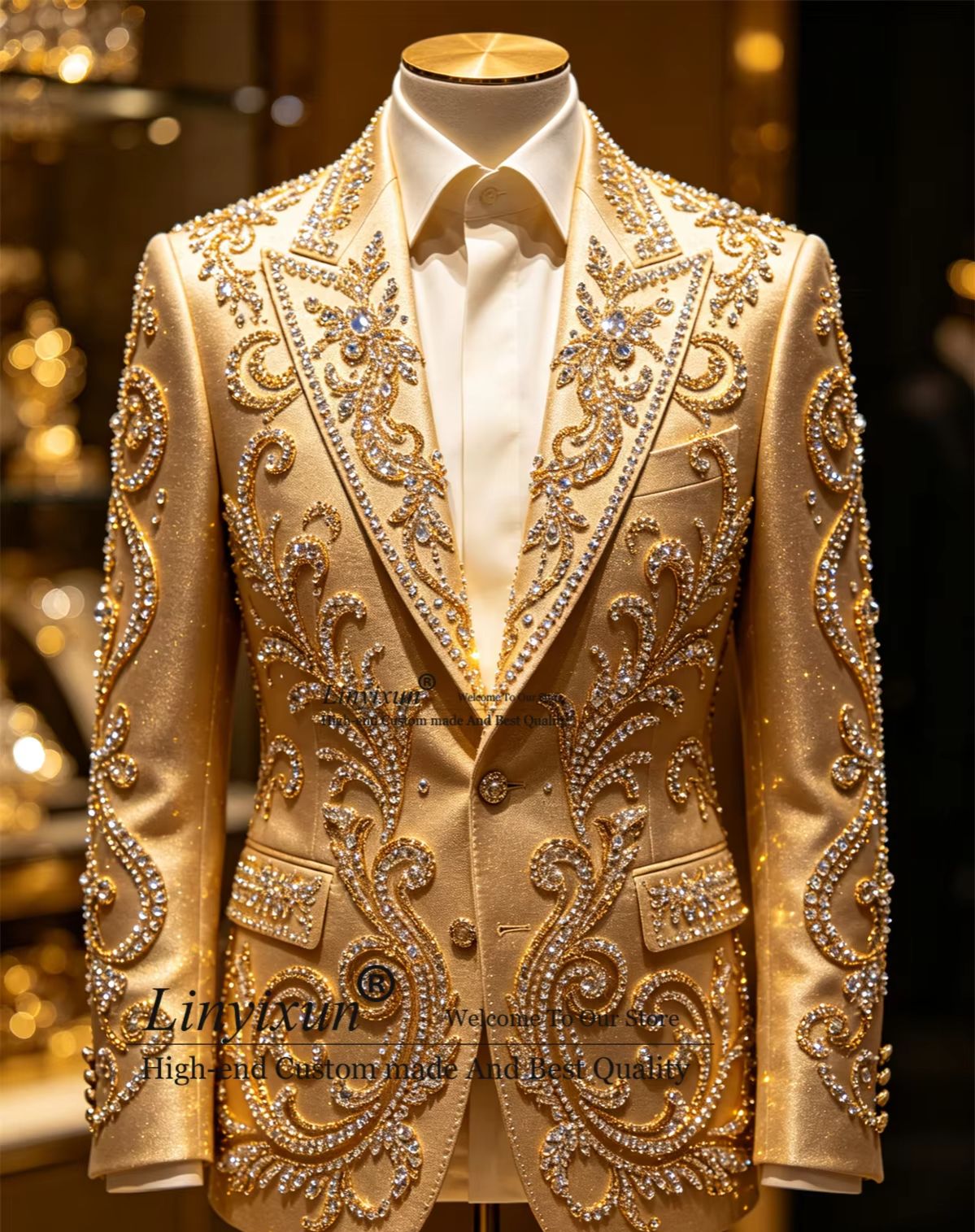 Mens Fashion Trajes - Eleganckie garnitury męskie z kryształkami Stons,