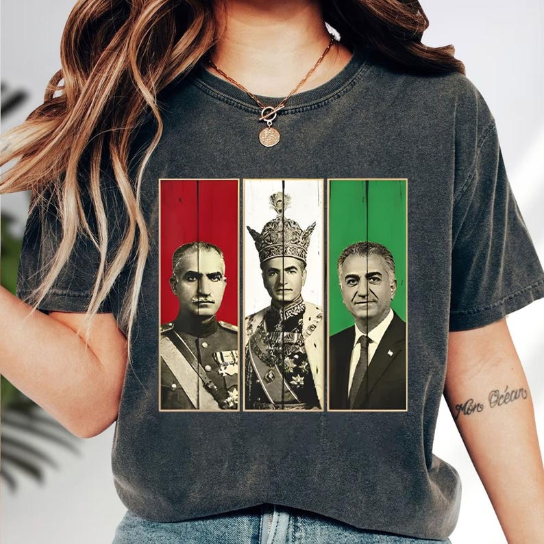 Men'S Fashion History - Koszulka z portretem Mohammeda Reza Pahlavi,