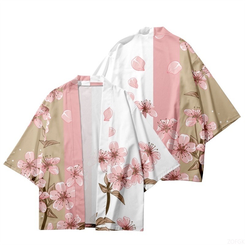 Mens Fashion Workwear - Letnie damskie kimono z kwiatowym nadrukiem,