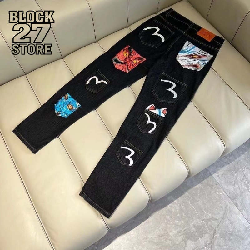 Men'S Fashion Nova Jeans - Męskie jeansy Harajuku z nadrukiem Boga
