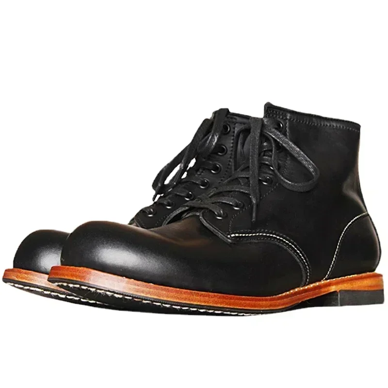 Men Fashion Vintage - Vintage męskie Goodyear-Welted oryginalne skórzane buty