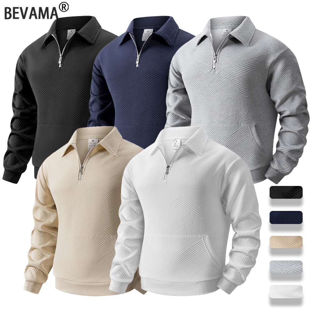 Turtleneck Sweater Men - Męska bluza na jesień, casualowa, zapinana