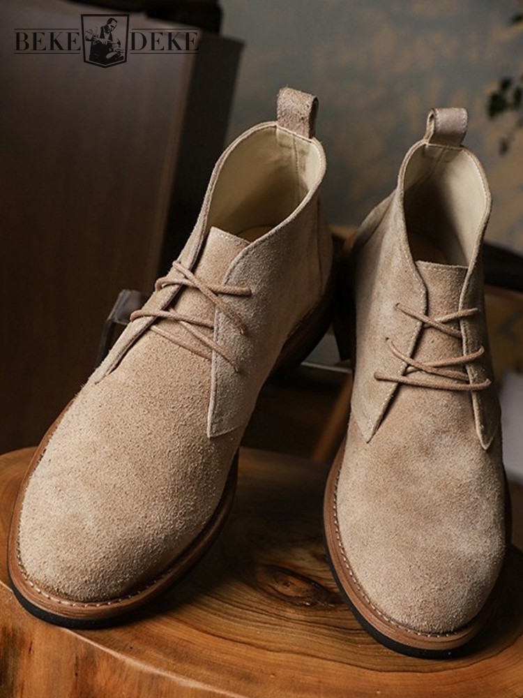Mens Fashion Workwear - Modne, uniwersalne męskie sznurowane botki ze