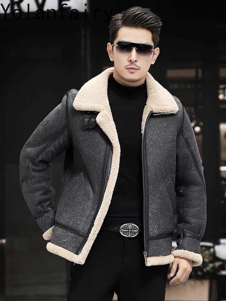 YOLANFAIRY Skórzane Kurtki Męs – Men'S Fashion Zipper Jacket recenzja i cena
