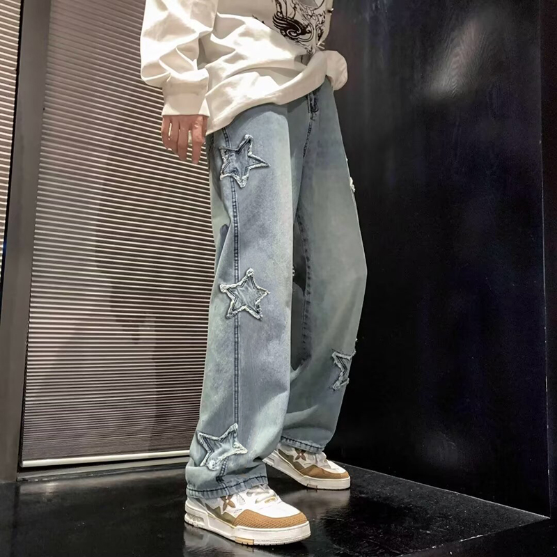 Nowe męskie haftowane gwiazdki – Men'S Fashion Nova Jeans recenzja i cena