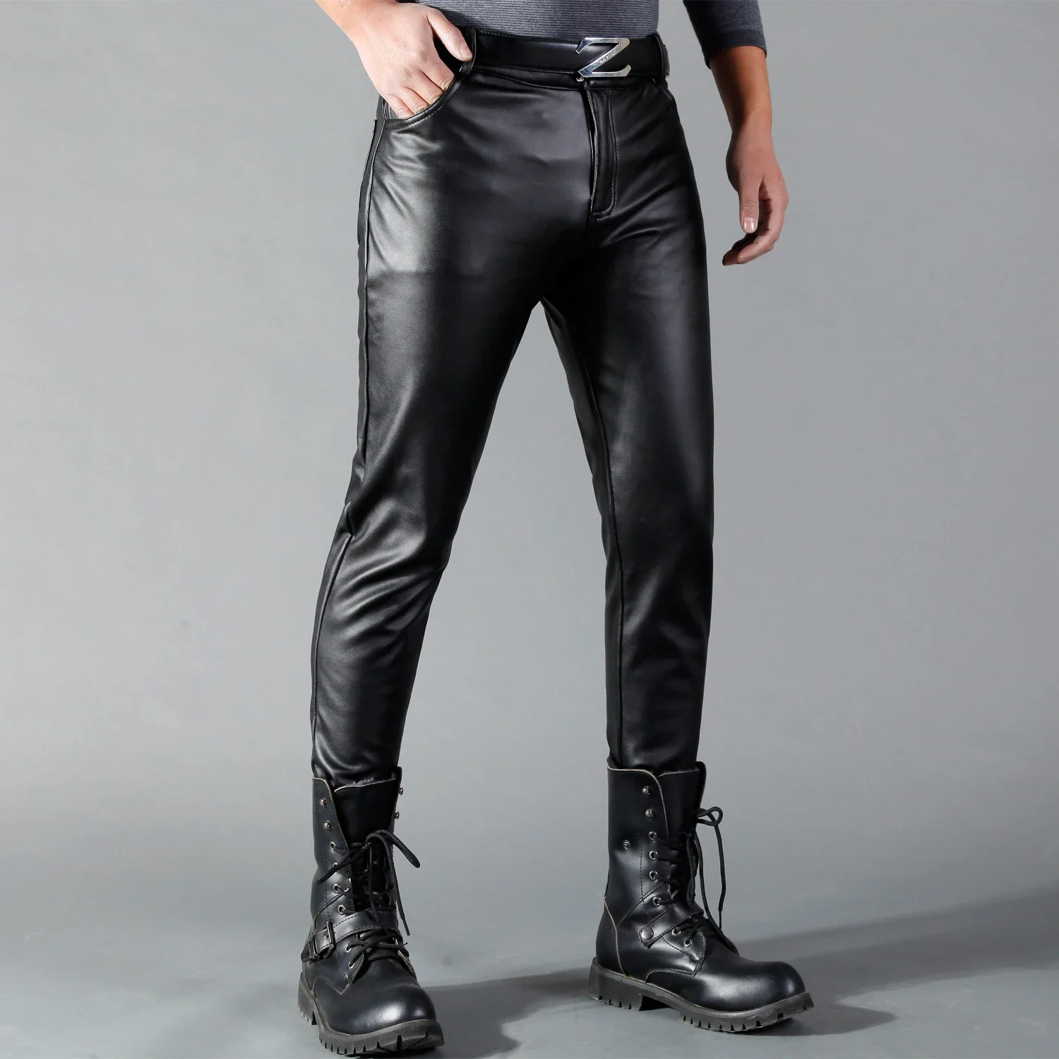 Męskie spodnie skórzane Skinny – Men Fashion Rave recenzja i cena