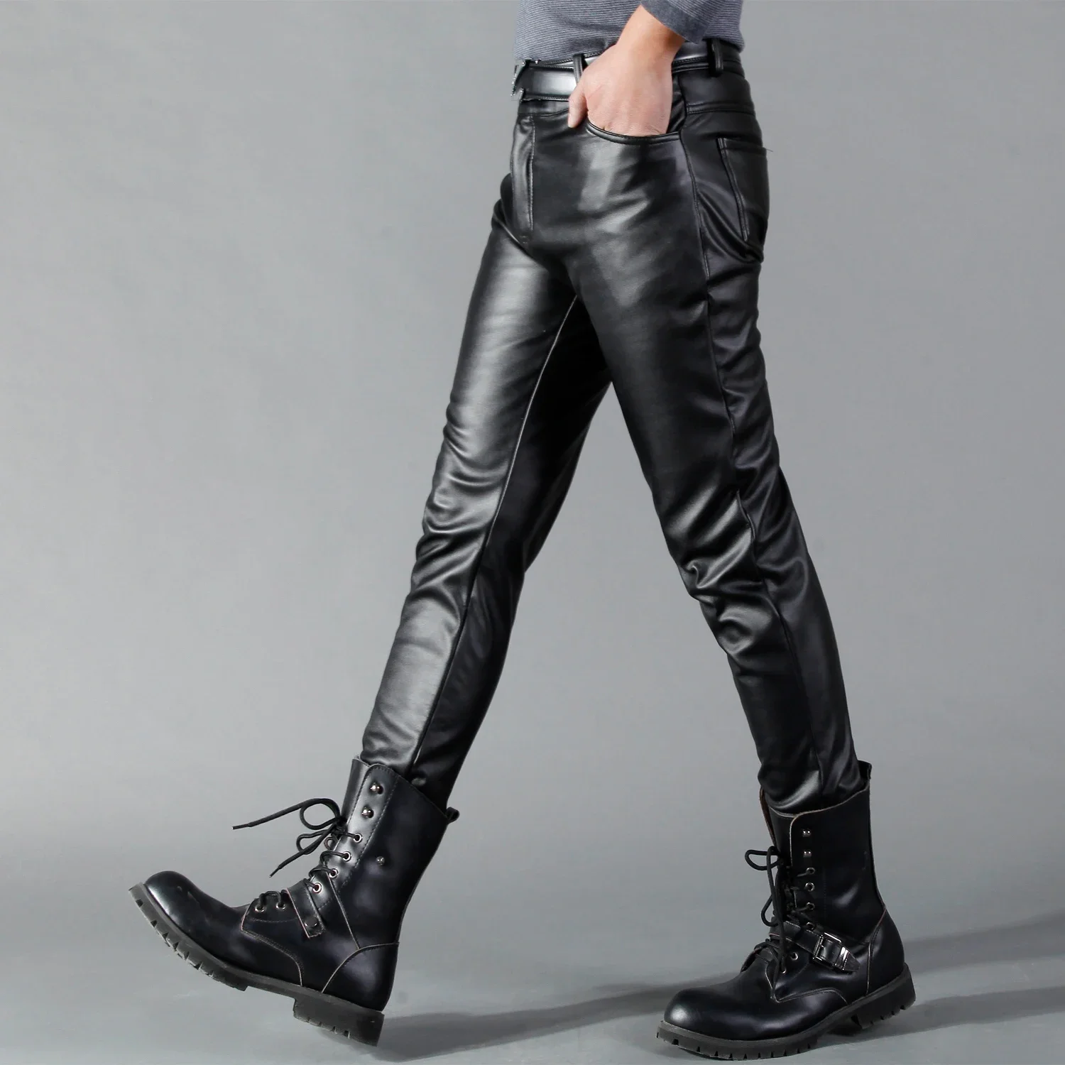 Męskie spodnie skórzane Skinny – Men Fashion Rave recenzja i cena