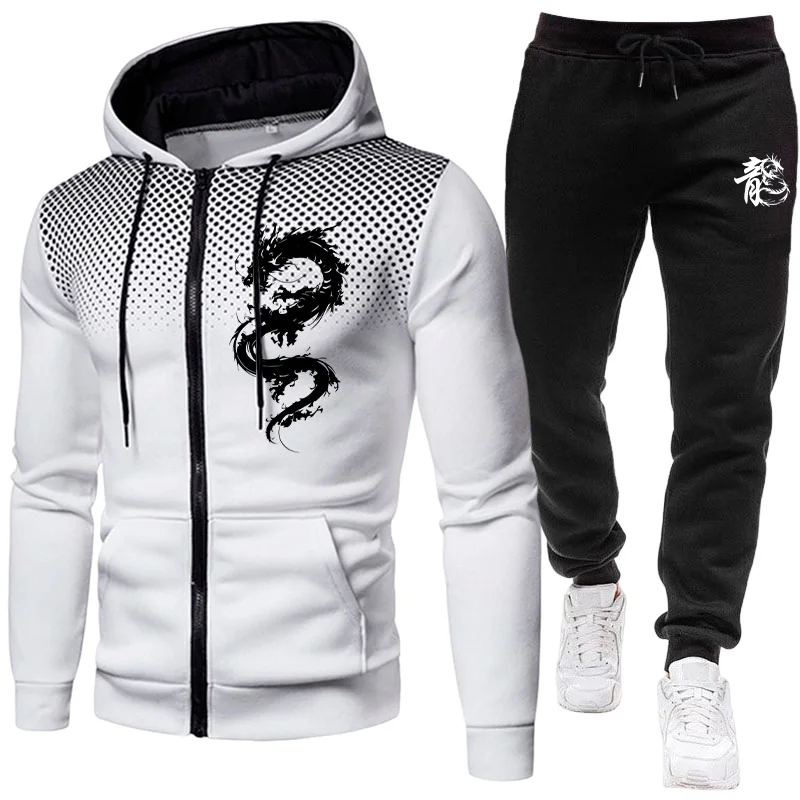 Męski Zestaw z Nadrukiem Smoka – Men'S Fashion Hoodies recenzja i cena