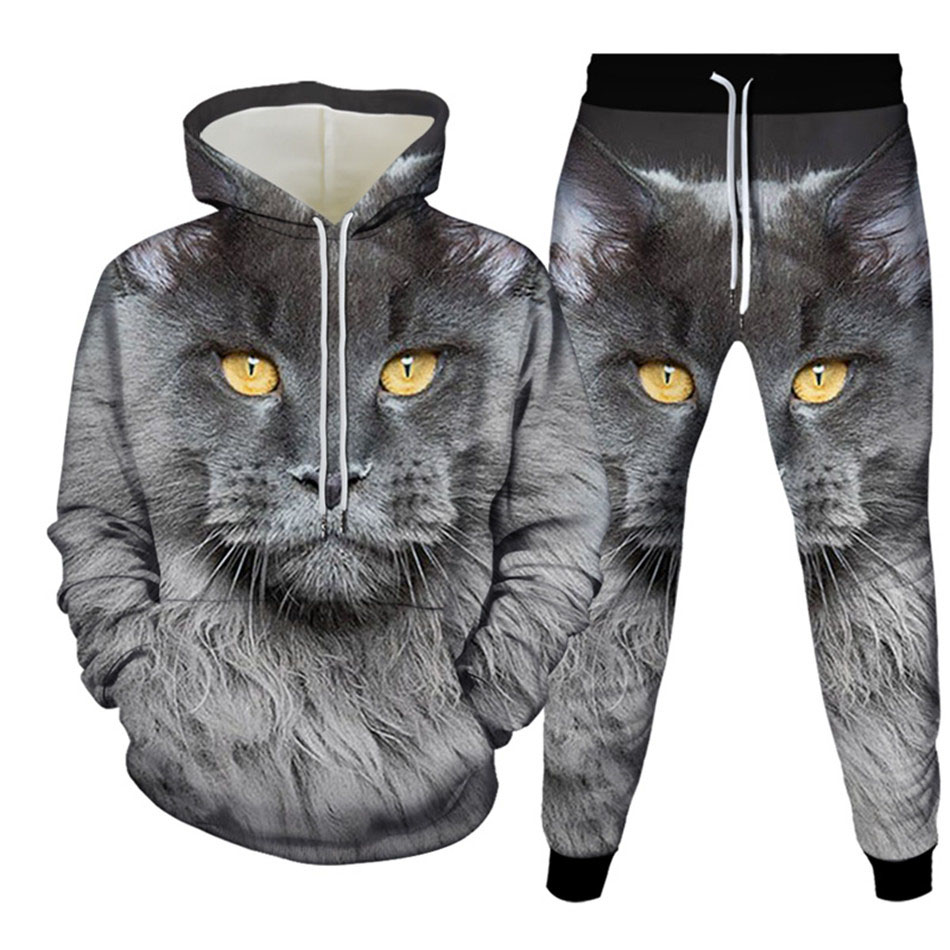 Jesienny Zabawny Zwierzęcy Kot – Men'S Fashion Hoodies recenzja i cena
